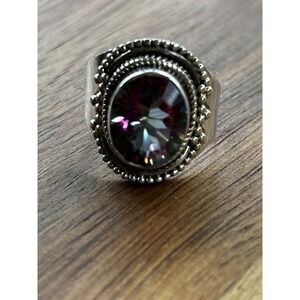 925 SOLID STERLING SILVER MYSTIC TOPAZ RING- 7